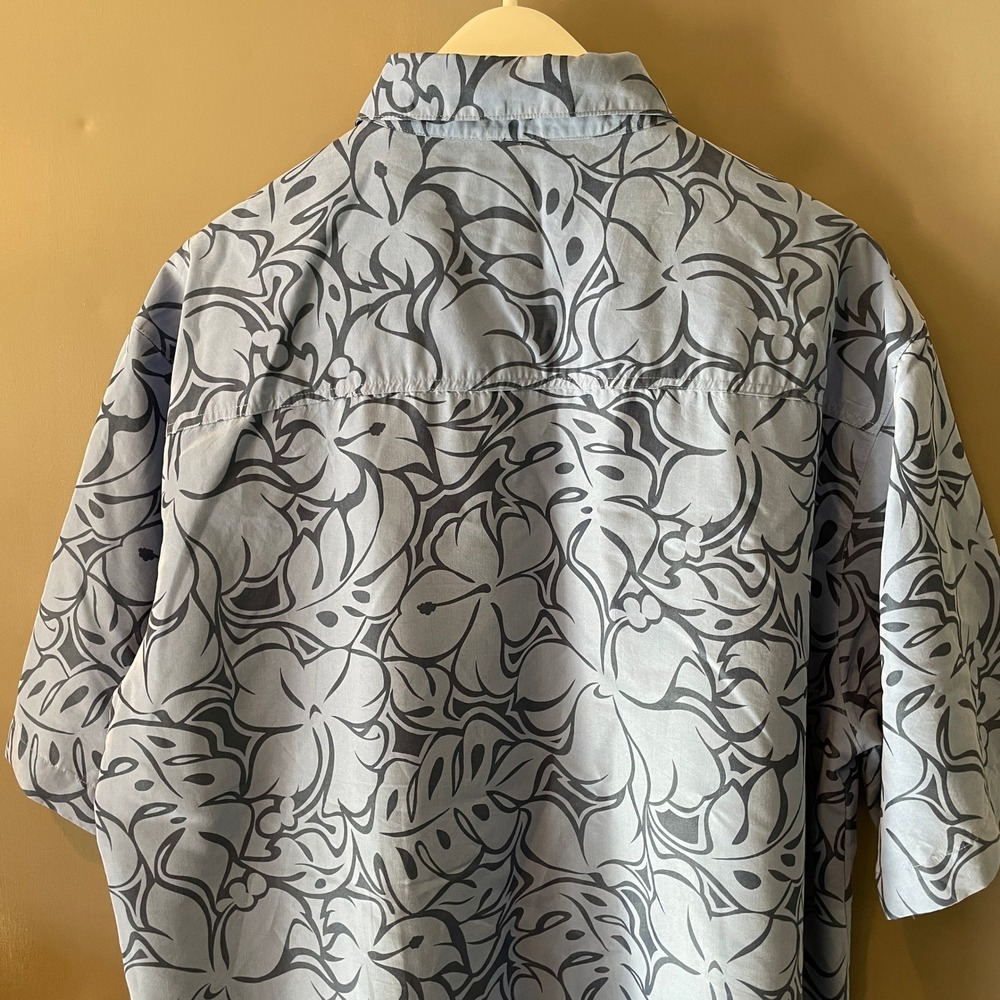 Billabong Men's Blue Tribal Floral Hawaiian Short Sleeve Button Up Shirt Size L - Picture 6 of 7